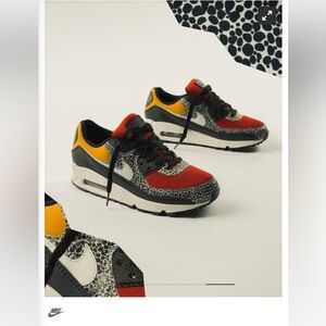 NIKE AIR MAX 90 SAFARI BLACK/PHANTOM-CHILE RED-POLLEN WMNS SIZE 9.5 M